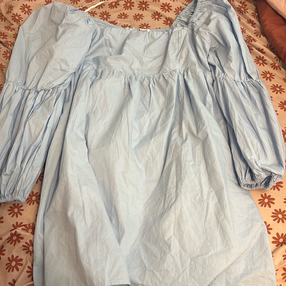A blue princess Polly puffy dress